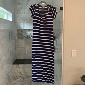 Charlotte Russe Maxi dress, navy blue stripe